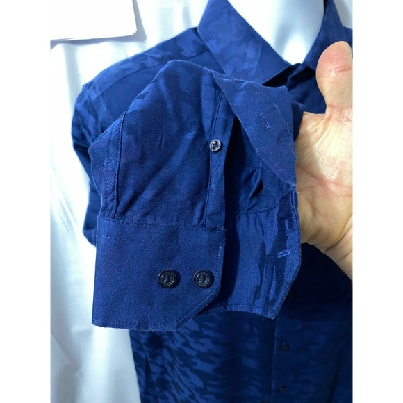 Hart Schaffner Marx Dress Shirt Blue Non-Iron MSRP $100 Medium - Picture 6 of 12